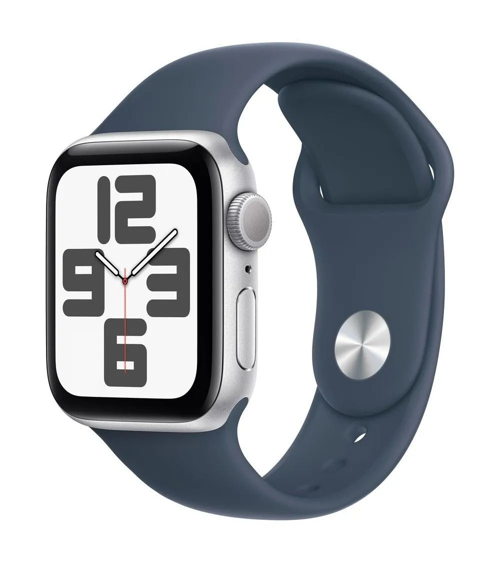 Apple Watch SE 2020 40 mm GPS  Argent + bracelet sport Bleu S/M reconditionnée | Ma Fabrik