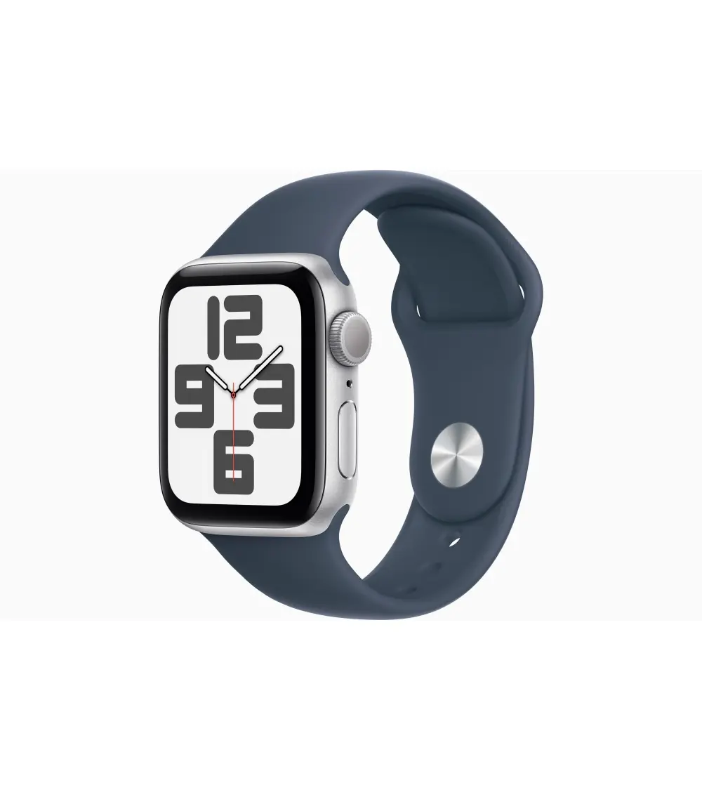 Apple Watch SE 2020 40 mm GPS  Argent + bracelet sport Bleu S/M reconditionnée | Ma Fabrik