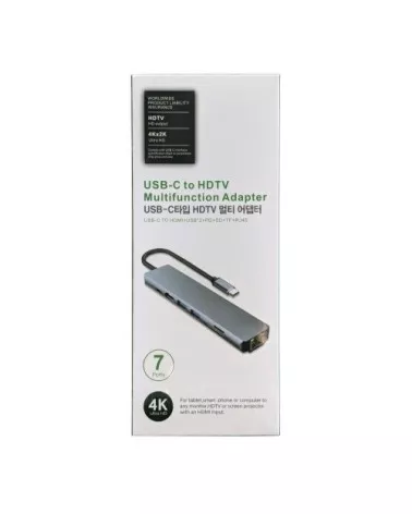 Adaptateur Hub USB-C 7 en 1 PD 100W HDMI 4K, USB, RJ45, cart | Refabz